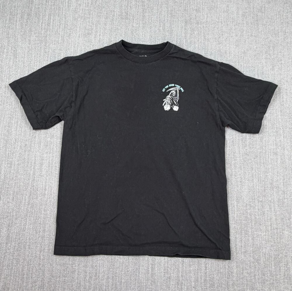 Last Call Co Let The Good Times Roll T Shirt Mens Medium Black Grim Reaper Dice